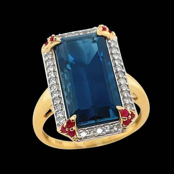 9ct topaz, ruby and diamond ring 9ct topaz, ruby and diamond ring