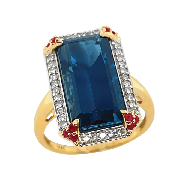 9ct topaz, ruby and diamond ring 9ct topaz, ruby and diamond ring