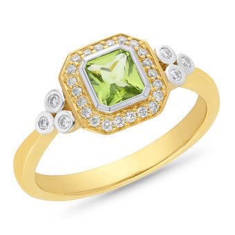 9ct peridot and diamond ring 9ct peridot and diamond ring