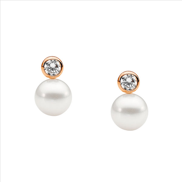 Freshwater pearl and cubic zirconia earrings Freshwater pearl and cubic zirconia earrings