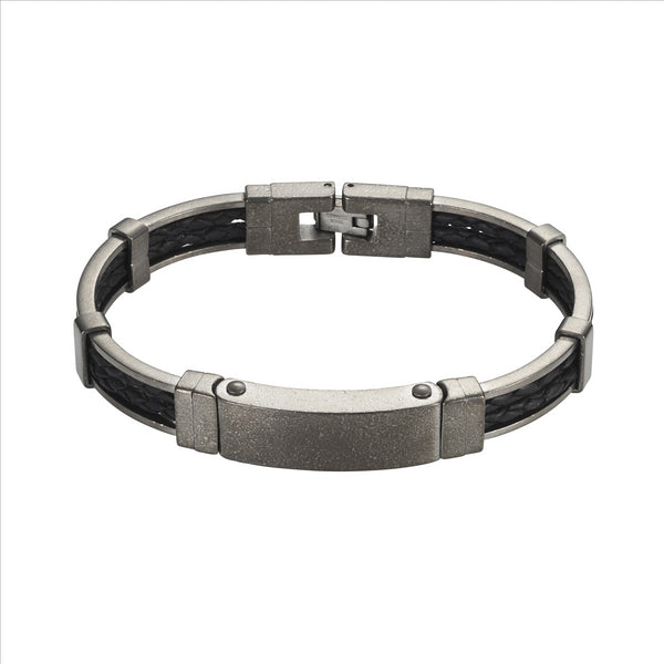Stainless steel and leather bracelet Stainless steel and leather bracelet