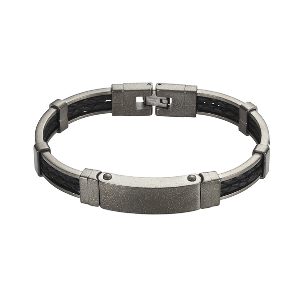 Stainless steel and leather bracelet Stainless steel and leather bracelet