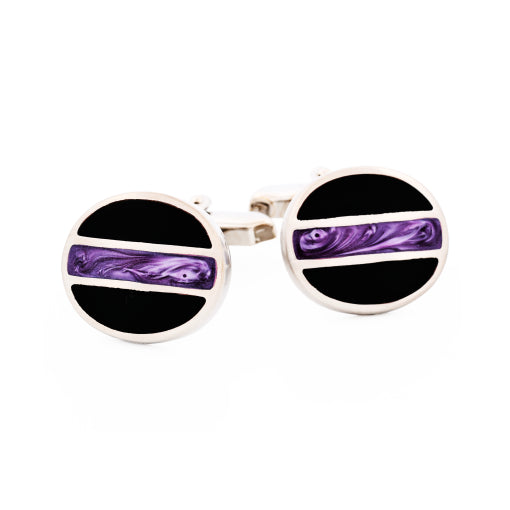 Black and purple oval cufflinks Black and purple oval cufflinks