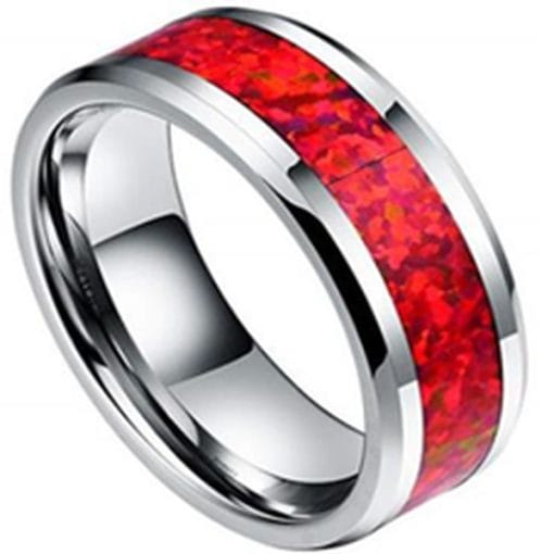 Tungsten crimson opal ring Tungsten crimson opal ring