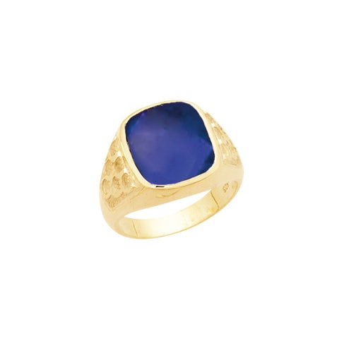 9ct Gold Synthetic Blue Spinel Gents Ring