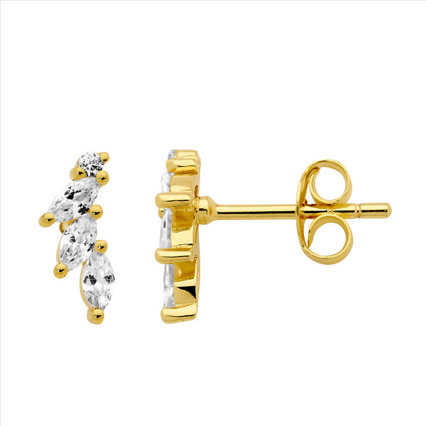 Sterling Silver Gold Plated Cubic Zirconia Studs Sterling Silver Gold Plated Cubic Zirconia Studs