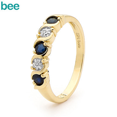 9ct Gold Sapphire and Diamond Ring