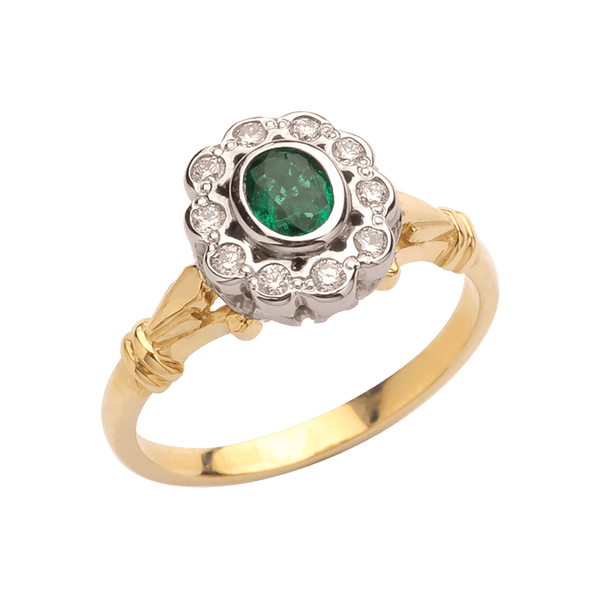 9ct emerald and diamond ring