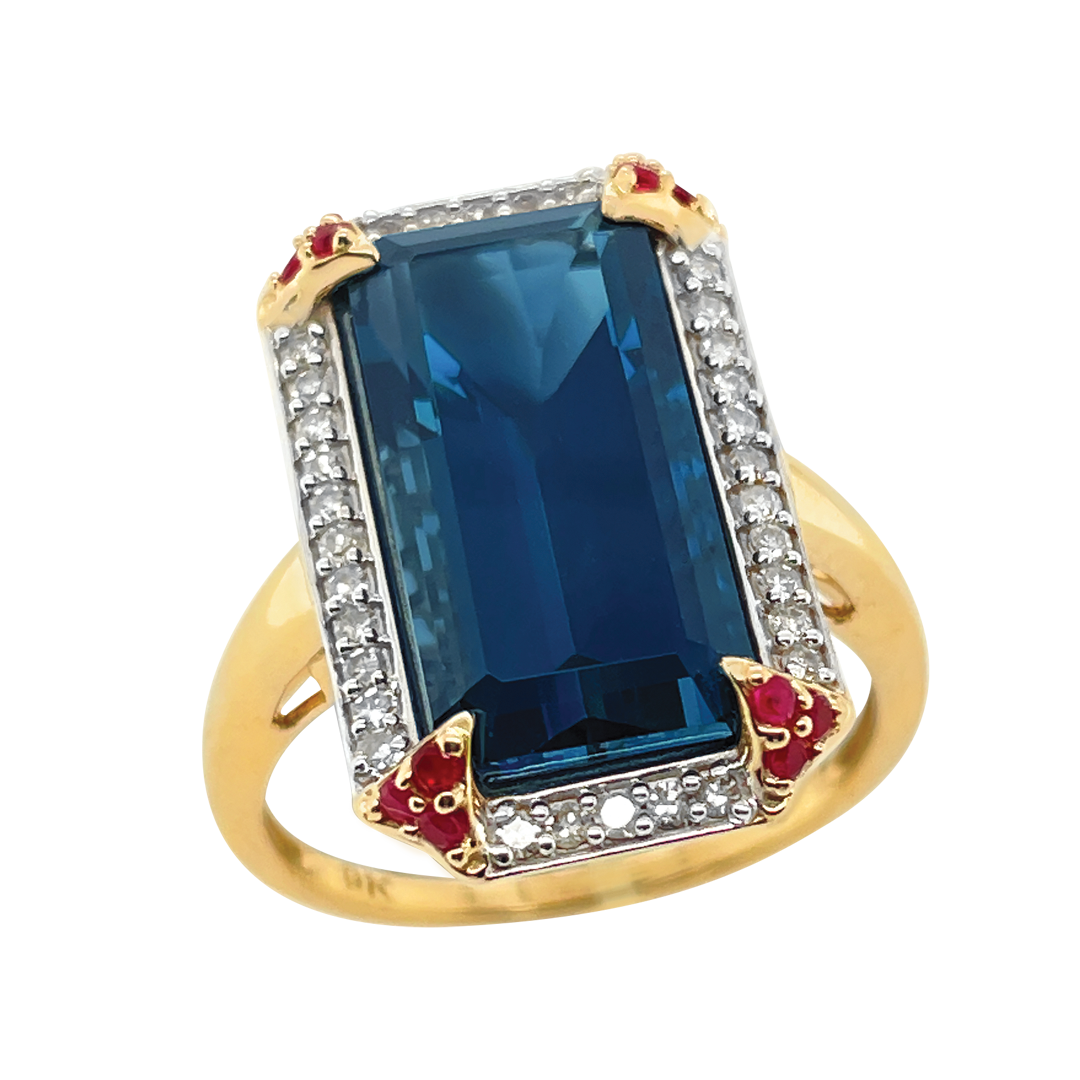 9ct topaz, ruby and diamond ring Springfield Jewellers