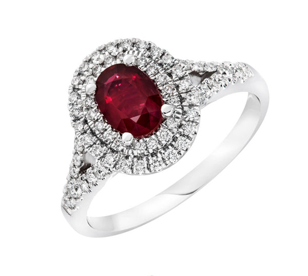 Double Halo Ruby Ring