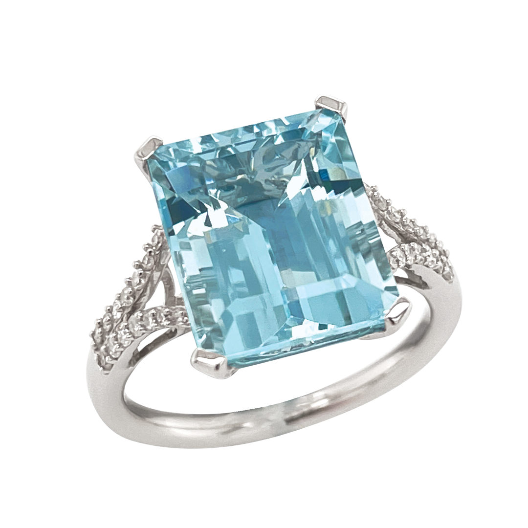 9ct aquamarine and diamond ring Springfield Jewellers
