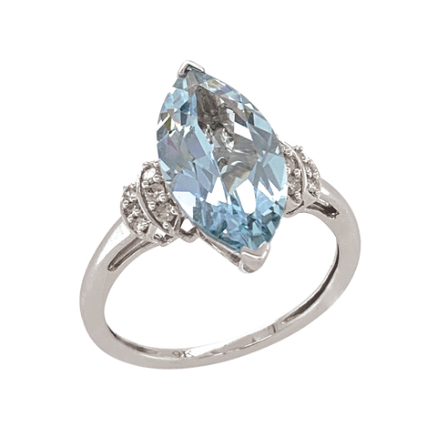 9ct white gold aquamarine ring