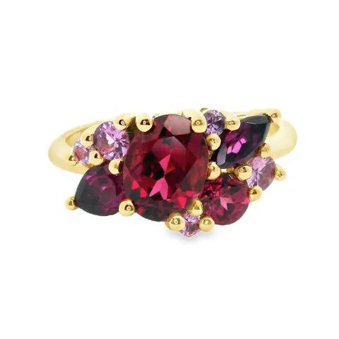 9ct garnet and sapphire ring