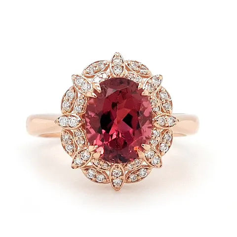 18ct rose gold pink tourmaline ring