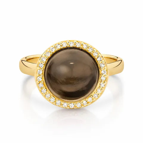 9ct gold smokey quartz ring