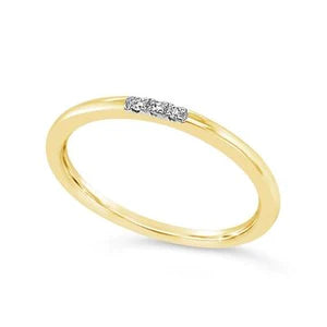9ct Gold Plain Band Set With Three Round Diamonds.
