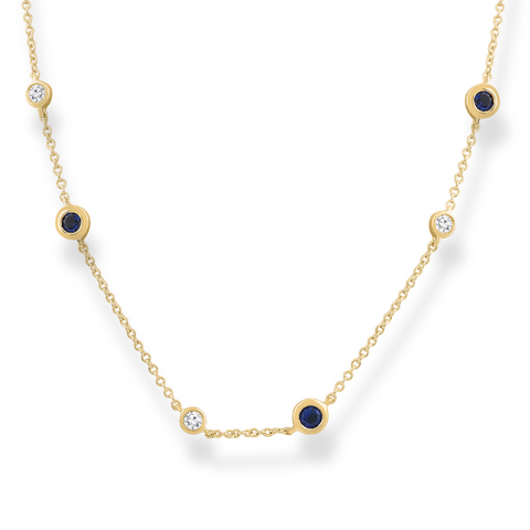 9ct Gold Sapphire and Diamond Necklace