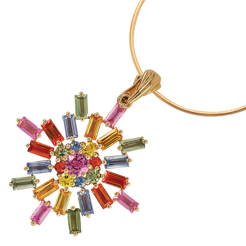 Multicoloured sapphire pendant