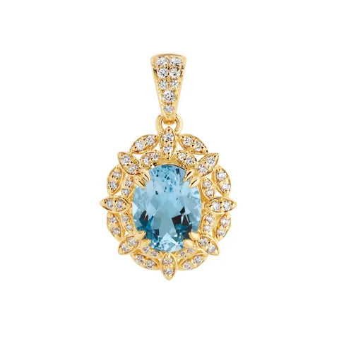 Lilibet aquamarine gold pendant