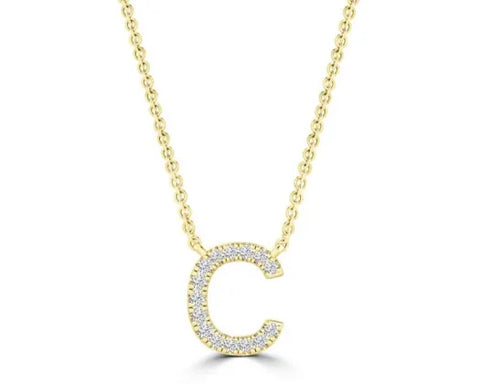 9ct gold diamond "C' pendant