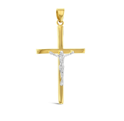 9ct two tone crucifix
