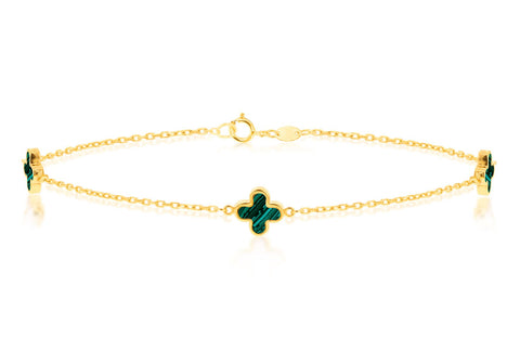 Malachite clover bracelet