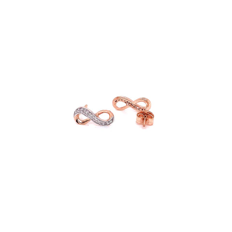 9ct Rose Gold Diamond Infinity Studs