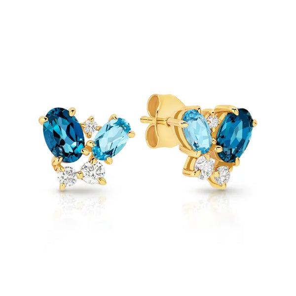 Topaz and diamond studs