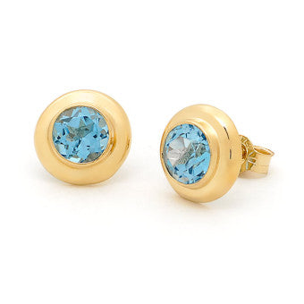 Blue topaz gold studs