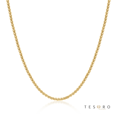 9ct Gold 50cm Diamond Cut Round Magic Wheat Chain