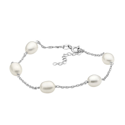 Silver freshwater pearl bracelet