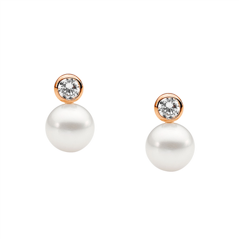Freshwater pearl and cubic zirconia earrings