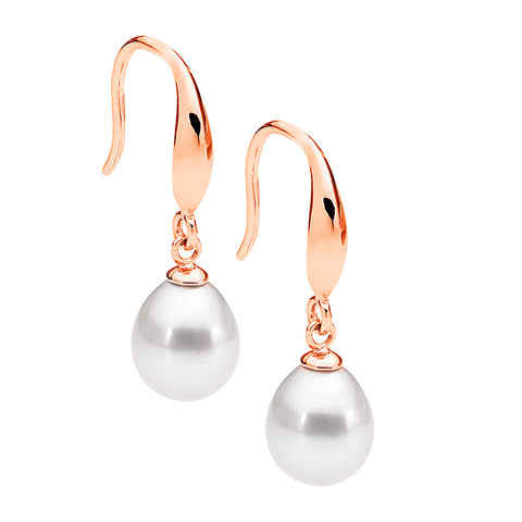 Rose gold plated pearl earrings