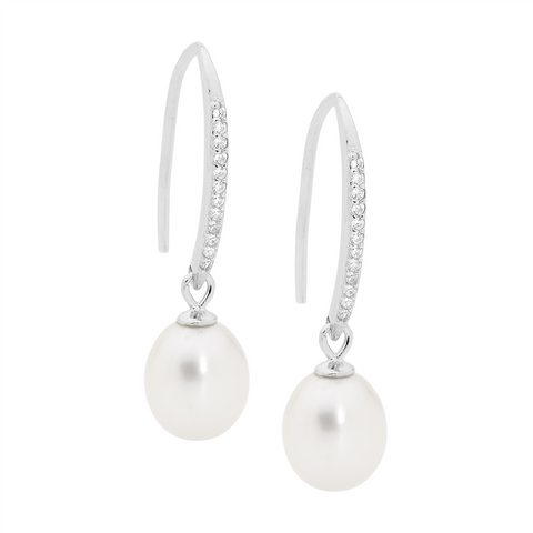 Silver freshwater pearl earrings