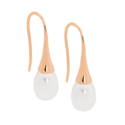Rose gold plated pearl earrings