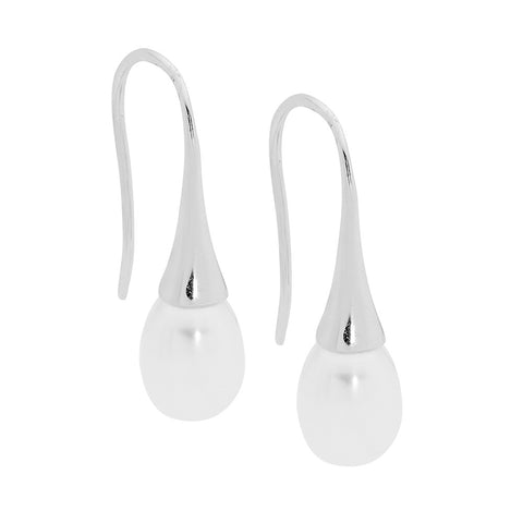 Silver pearl drop earrings