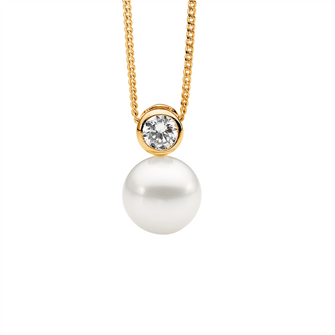Gold plated pearl necklace