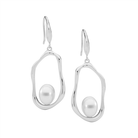 Silver pearl drop earrings
