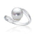 Silver button pearl ring