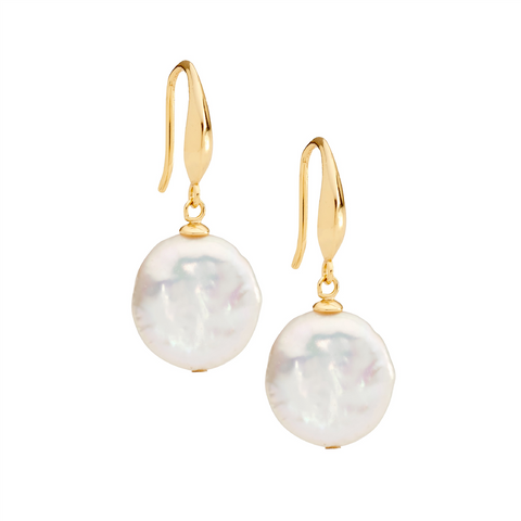 Gold plated pearl drop earrings