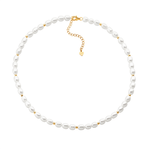 Gold plated pearl necklace