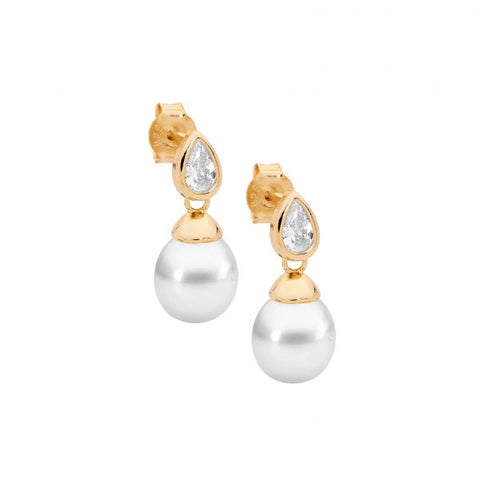 Gold plated pearl earrings