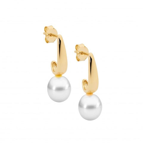 Sterling silver gold plated  freshwater pearl earring