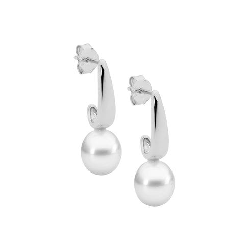 Sterling silver drop pearl earrings