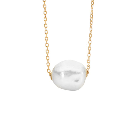Gold plated pearl necklace
