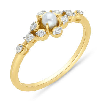 Pearl and diamond dress ring