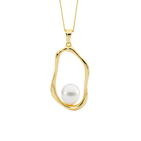 Gold plated pearl pendant
