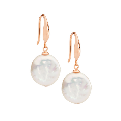 Sterling silver rose gold plated pearl earrings