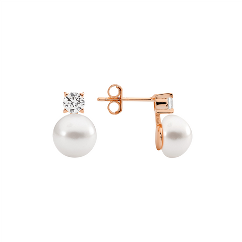 Rose gold plated pearl earrings