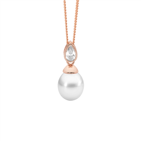 Rose gold plated pearl pendant